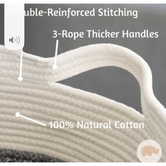 Woven Baskets XXXL Cotton Rope 22"x22"x14" Storage Blanket Living Room LITE BLUE - Picture 4 of 7